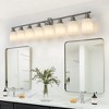 Angel Sar 52" Modern 8-Light Vanity Wall Sconce, Brushed Nickel Finish with Frosted Glass Shades, for Bathroom Mirror and Hallway Lighting - 3 of 4