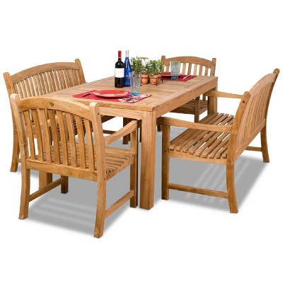 Geneve 5pc Teak Wood Patio Dining Set - International Home Miami