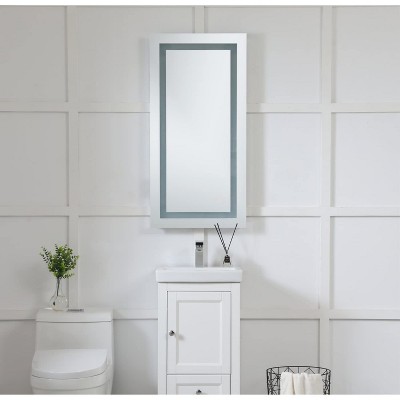 Elegant Silver LED Rectangular Mirror with Glossy White Finish