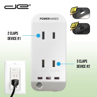 Digital Energy® 2-AC Outlet Power Hands Polarized Clapping Wall Tap, DSS5-1047 in White