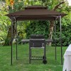 Gulches Outdoor Grill Gazebo 8'x5', Double Tier Soft Top Canopy with Steel Frame, Hook & Bar Counters, Perfect Shelter Tent, Brown - 3 of 4