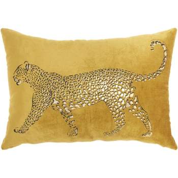 Mina Victory Luminecence Metallic Leopard 14"x20" Indoor Throw Pillow Gold