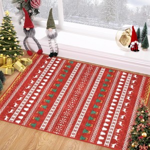 Fulvari Christmas Rugs Area Rug Machine Washable Entryway Indoor Rugs Christmas Tree Snowflake Doormat Holiday Decor - 1 of 4