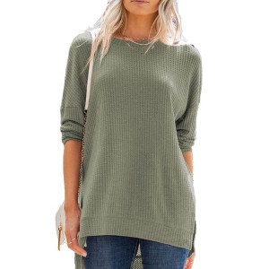 Amaryllis Women's Oversized Leopard Print Pullover Crew Neck Long Sleeve High-Low Hem Tunic Top - 1 of 4