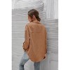 Coolmee Women's Casual Shirts Long Sleeve Button Down Blouses Fall Solid Color Trendy Tops with Pocket - 3 of 4