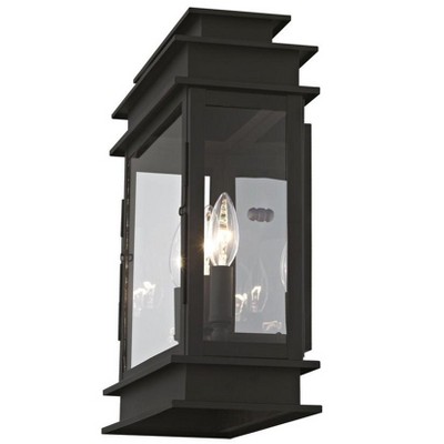 Princeton Classic English 3-Light Outdoor Wall Sconce in Black with Clear Glass