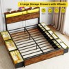 Queen Bed Frame with 6 Storage Drawers Metal Platform Bed Frame with 2-Tier Storage Headboard LED Built in Charging Station No Box Spring Needed - 4 of 4