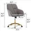 Velvet Upholstered Office Chair Adjustable Swivel Ergonomic Design with Armrests for Home Office or Vanity-3irtyhousy - 4 of 4