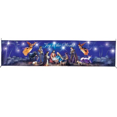 Collections Etc Lighted Nativity Banner Holy Night Decoration