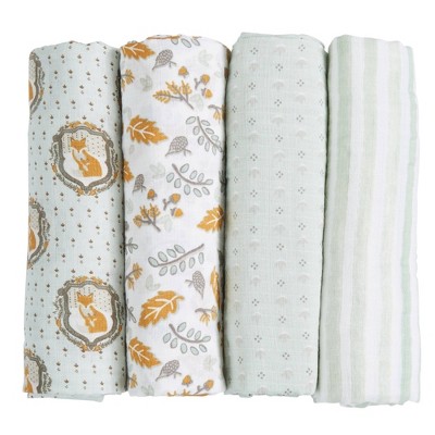 Image of Patina Vie Muslin Swaddle Blanket Set - Fox 4pc