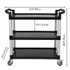 360 Degree Restaurant Cart, 42"Wx 20"Dx 39"H Heavy Duty Rolling Food Service Cart, 3 Shelf Plastic Utility Cart with Lockable Wheel - 3 of 4