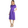 24seven Comfort Apparel Maternity Midi Dress with Short Sleeve and Pocket Detail - 2 of 4