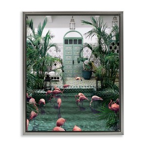 Stupell Industries Tropical Flamingo Pool Resort Floating Frame Canvas Art, Gray, 17" x 21" - 1 of 4