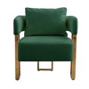 TOAOTBNBO Modern Decorative Accent Chair with Rebound Cushion, Teddy Fabric Upholstered Armchair with Gold Metal Legs Sofa Chair for Office, Green - 2 of 4