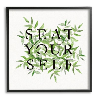 Stupell Industries Seat Yourself Botanical Leaf Bathroom Framed Giclee