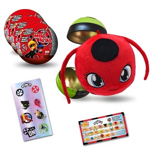 Miraculous Ladybug, 4-1 Surprise Miraball, Toys for Kids with Collectible Character Metal Ball, Kwami Plush, Glittery Stickers and White Ribbon - 1 of 4
