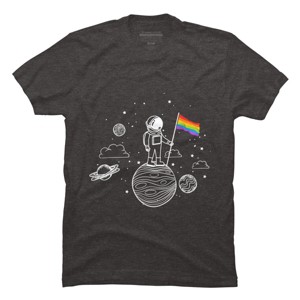 Adult Design By Humans Astronaut Rainbow Flag Space Pride By Avocato T-Shirt - 1 of 2