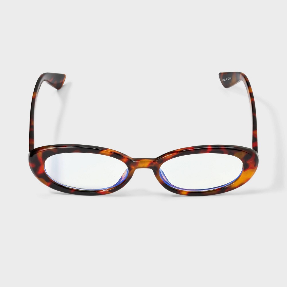 Women's Tortoise Shell Oval Blue-Light Filtering Glasses - A New Day™ Brown