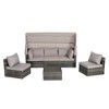 5-Piece Outdoor Patio Wicker Daybed Set with Retractable Canopy, Storable Table - 4 of 4