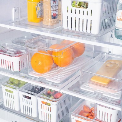 OU Fridge Organizer Bin with Vented Lid 5.3qt, Clear Stackable Refrigerator Storage Bin, Produce Kitchen Storage Container, BPA Free — фото 3