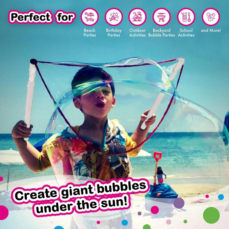 South Beach Bubbles WOWmazing Unicorn Giant Bubble Kit | Wand + 2 Packets Bubble Concentrate + 8 Stickers, 5 of 6