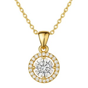Round Zirconite Necklace for Women, Gold Plated 925 Silver, Eclectic Design and Elegant Air, Clavicle Necklace - 1 of 4