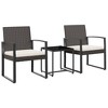 vidaXL 3 piece Patio Dining Set with Cushions Brown PP Rattan - 2 of 4