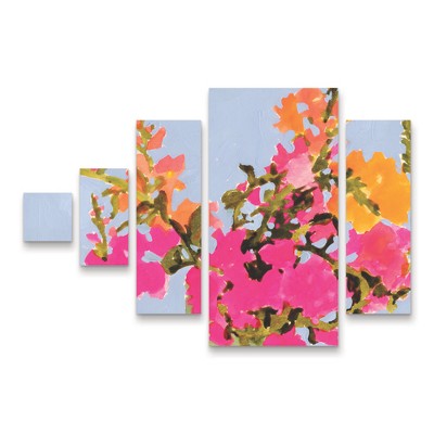 Trademark Fine Art Victoria Barnes  Saturated Spring Blooms II 5 Piece Panel Set Art