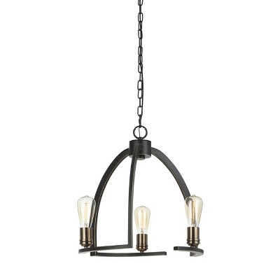 18.5" Metal Kinder Chandelier with Accents Dark Bronze/Antique Brass - Cal Lighting