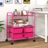 Costway 4Drawer Rolling Storage Cart shelf Scrapbook Paper Office School Organizer BlackWhite - 4 of 4