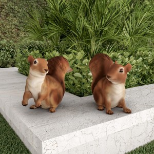 Nature Spring Resin Squirrel Garden Statues - Outdoor Decor Animal Figurines - Set of 2 - 1 of 4