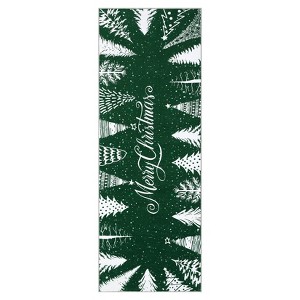 Merry Christmas Welcome Rug, Winter Holiday Decorative Rug Non Slip, Soft Low Pile Accent Decor Rugs for Bedroom Living Room - 1 of 4