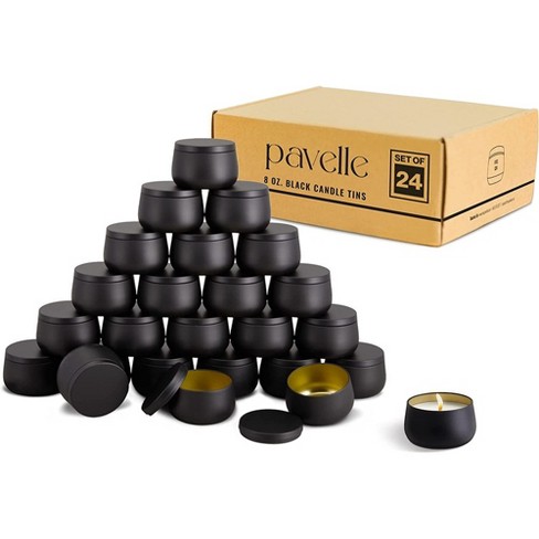 Black Candle Tins 8 oz, 24 Pcs Matte Black Candle Jar with Lids