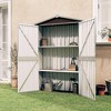 vidaxl Garden shed Tool Organizer - Galvanized Steel Outdoor Storage House with Vented Design, Brown, 45.7" x 17.7" x 68.9" - 2 of 4