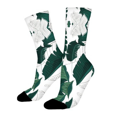 Foliage Jungle Leaves Women Printed Crew Socks Funny Funky Socks Soft Polyester Novelty Gifts for Artists Men