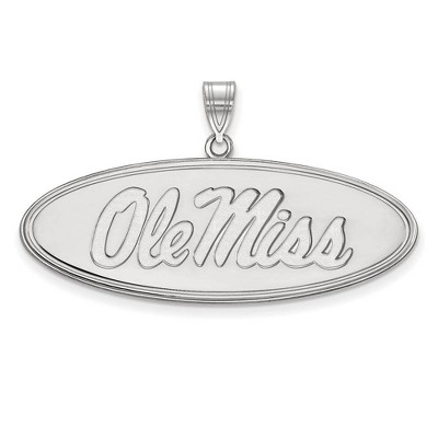 Black Bow Jewelry 10k White Gold Mississippi Rebels NCAA Large Pendant