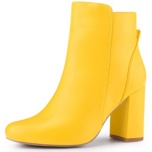BLISSFUL STEP Round Toe Side Zip Block Heel Ankle Boots for Women - 1 of 4