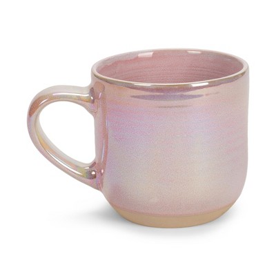 Pink Iridescent Ceramic 12 oz Coffee Mugs Set of 4