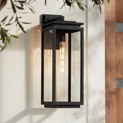 Matte Black Rectangular Prism Glass Outdoor Wall Light