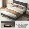 CSBDHome Linen Fabric Upholstered Platform Bed Frame with Headboard - 2 of 4