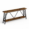 Ridstar 70.9 in. W Brown Console Tables with 2 Tier Storage Shelves - 3 of 4