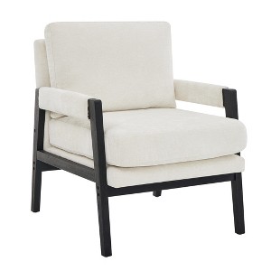TiramisuBest Mid-Century Modern Chenille Upholstered Accent Armchair, Orange - 1 of 4
