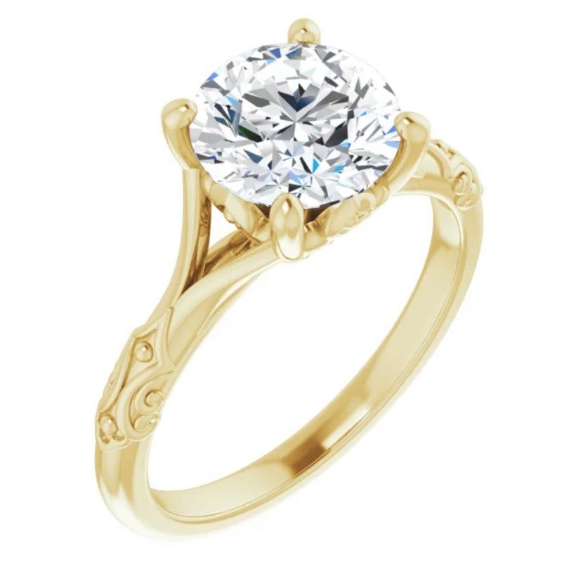 Pompeii3 3Ct Moissanite Vintage Engagement Solitaire Ring 14k White Yellow or Rose Gold, 1 of 3