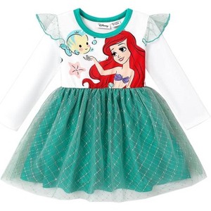 Disney Princess Ariel Toddler Girl Dress Ruffle Tulle Long Sleeve Tutu Twinkle Star Sparkle SundressBirthday Party - 1 of 4