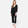 Anna-Kaci Lounge Women's Satin Pajama Set with Contrast Trim and Button-Up Top - 2 of 4