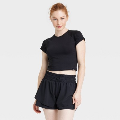 Women's Knit Cropped Short Sleeve Top - JoyLab™