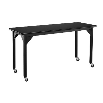 Heavy Duty Table with Casters and Gussets Black Frame/Black Top - National Public Seating
