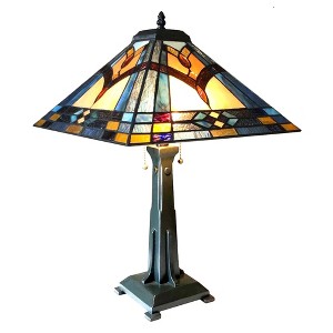 Chloe Lighting Ethan Mission 2 Light Tiffany-Style Antique Dark Bronze Table Lamp 16" Shade - 1 of 4