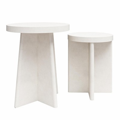 Liam Faux Plaster Round End Tables, Set of 2