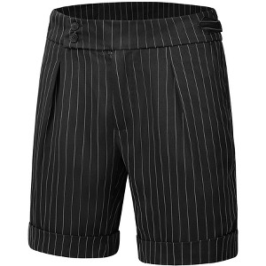 Lars Amadeus Men's Summer Pleated Front Stripes Business Dress Shorts - 1 of 4